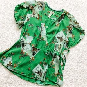 Anthro Printed Wrap Blouse